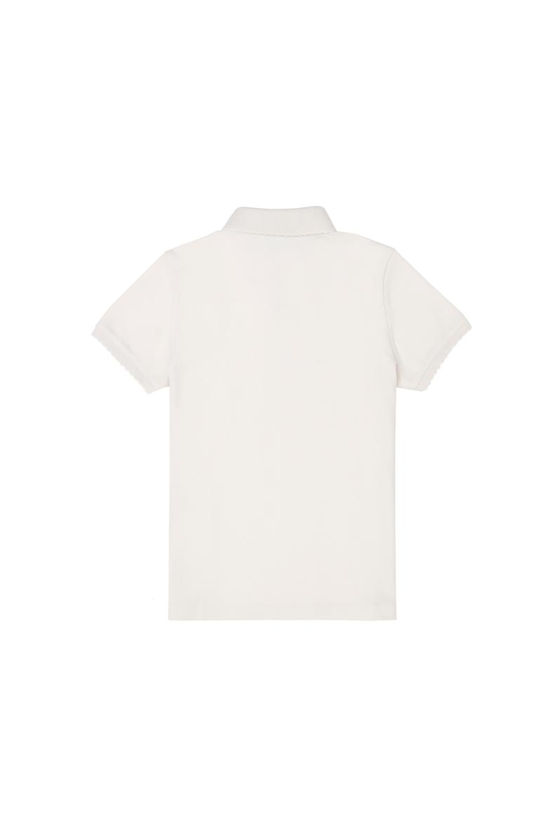 Kız Çocuk Ekru Polo Yaka Basic Tişört - 50288501016