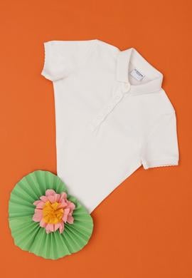 Kız Çocuk Ekru Polo Yaka Basic Tişört - 50288501016