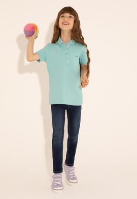 Kız Çocuk Mint Polo Yaka Basic Tişört - 50288501082