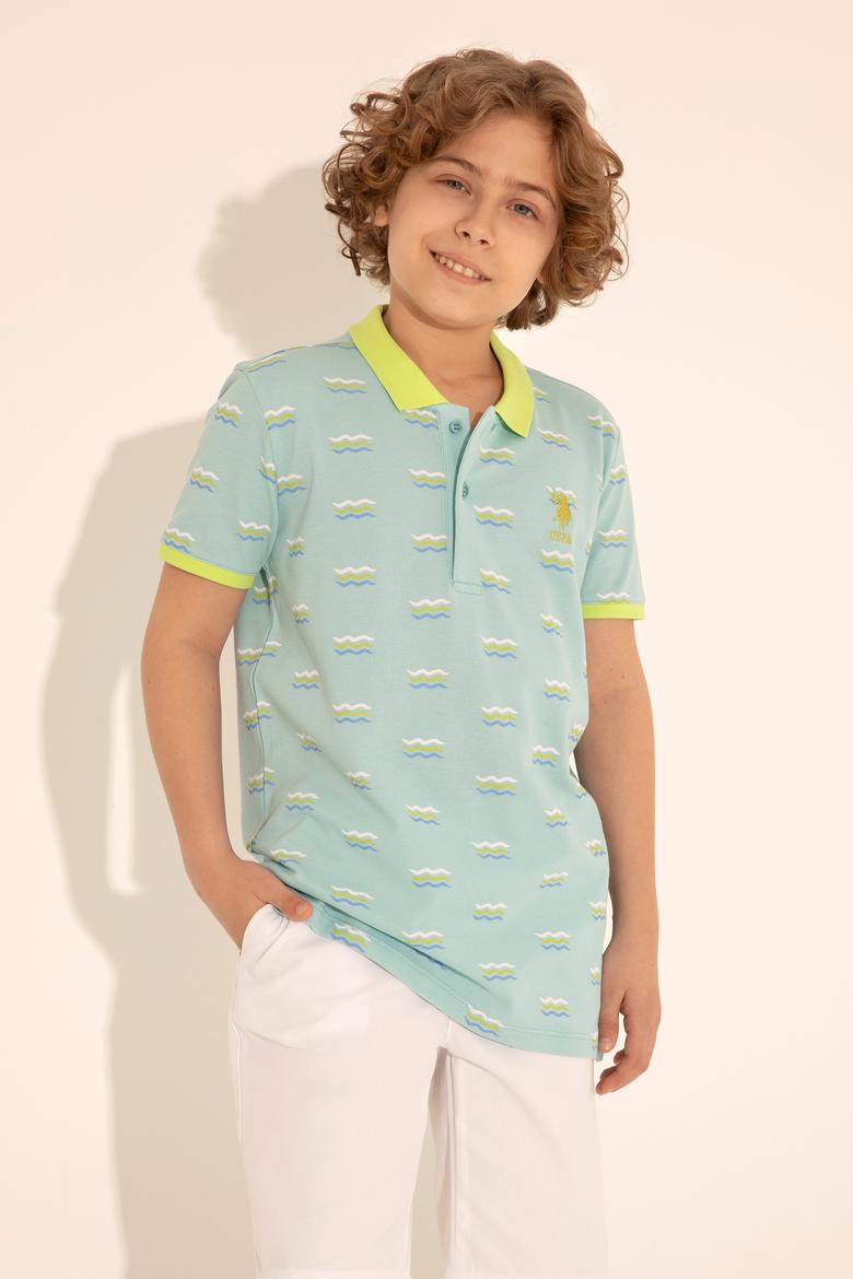 Erkek Çocuk Su Yeşili Polo Yaka Tişört - 50284893023