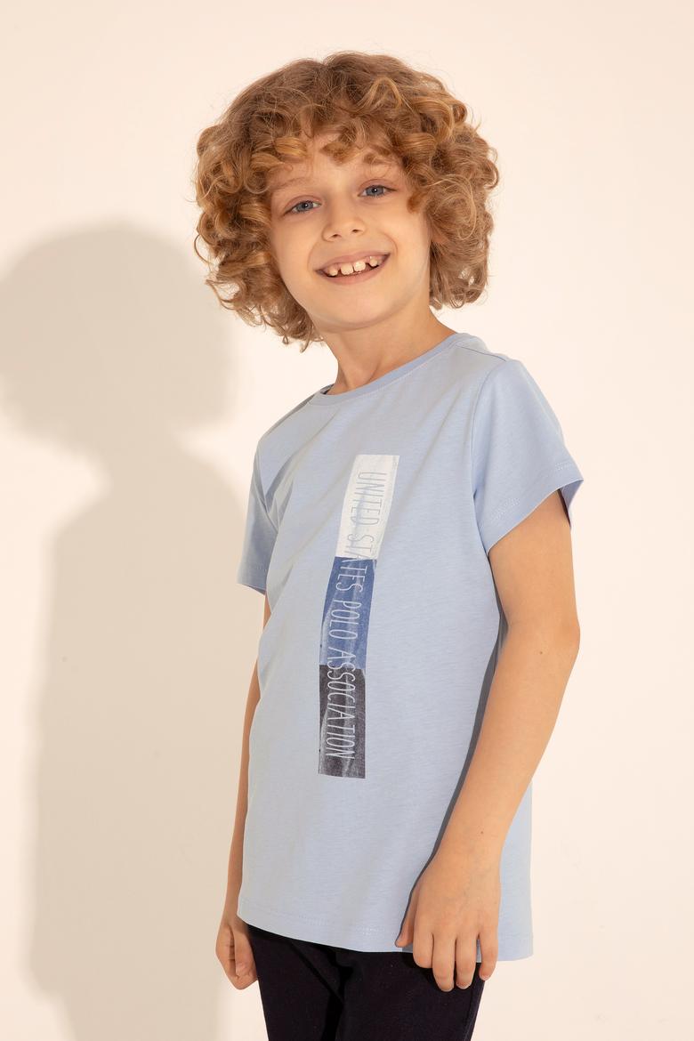 Erkek Çocuk Açık Mavi Bisiklet Yaka Tişört - 50288058001