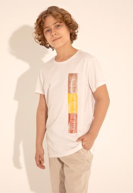 Erkek Çocuk Ekru Bisiklet Yaka Tişört - 50288058012