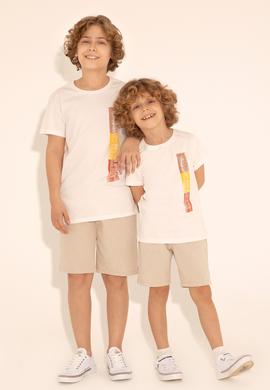 Erkek Çocuk Ekru Bisiklet Yaka Tişört - 50288058012