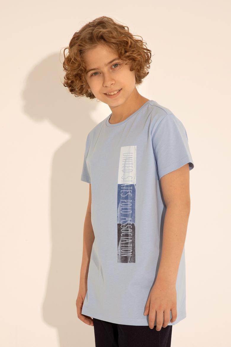 Erkek Çocuk Açık Mavi Bisiklet Yaka Tişört - 50288058001