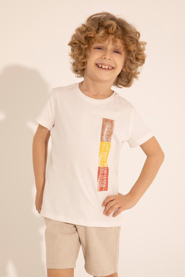 Erkek Çocuk Ekru Bisiklet Yaka Tişört - 50288058012