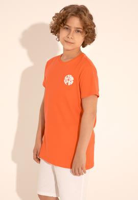 Erkek Çocuk Nar Çiçeği Bisiklet Yaka Tişört - 50288062046