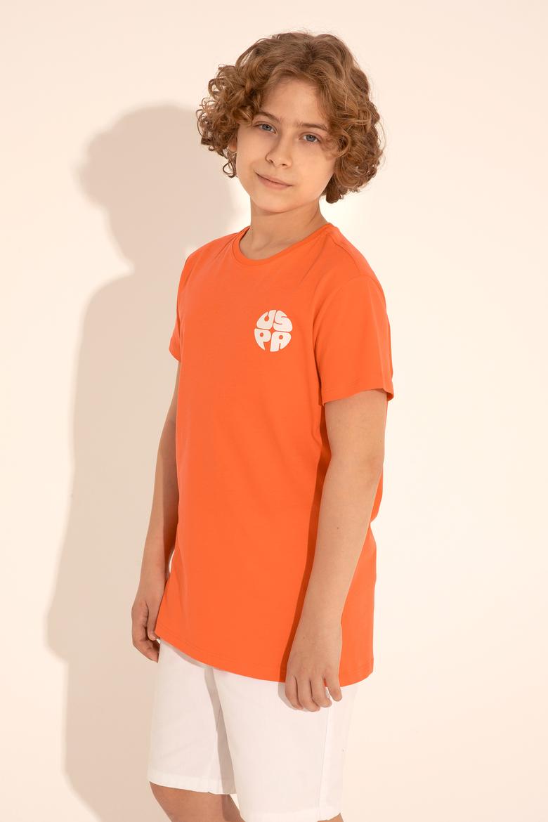 Erkek Çocuk Nar Çiçeği Bisiklet Yaka Tişört - 50288062046