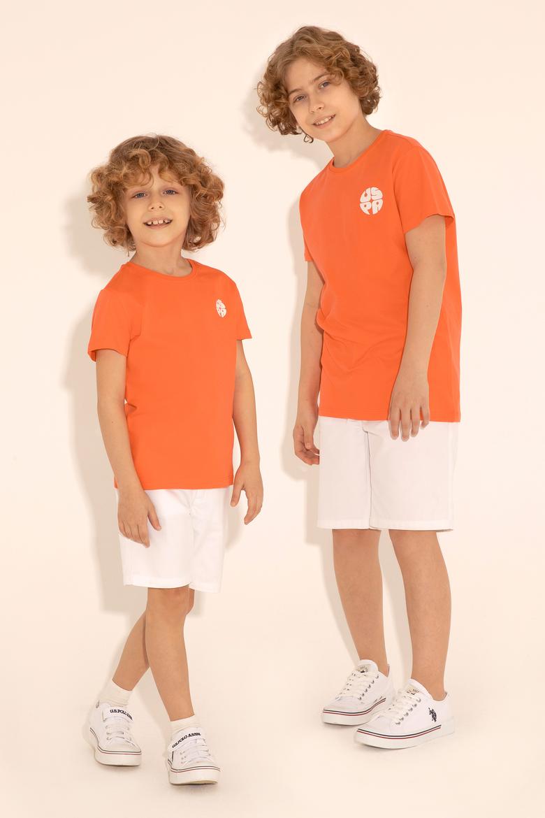 Erkek Çocuk Nar Çiçeği Bisiklet Yaka Tişört