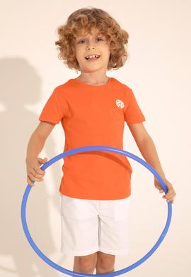 Erkek Çocuk Nar Çiçeği Bisiklet Yaka Tişört - 50288062046