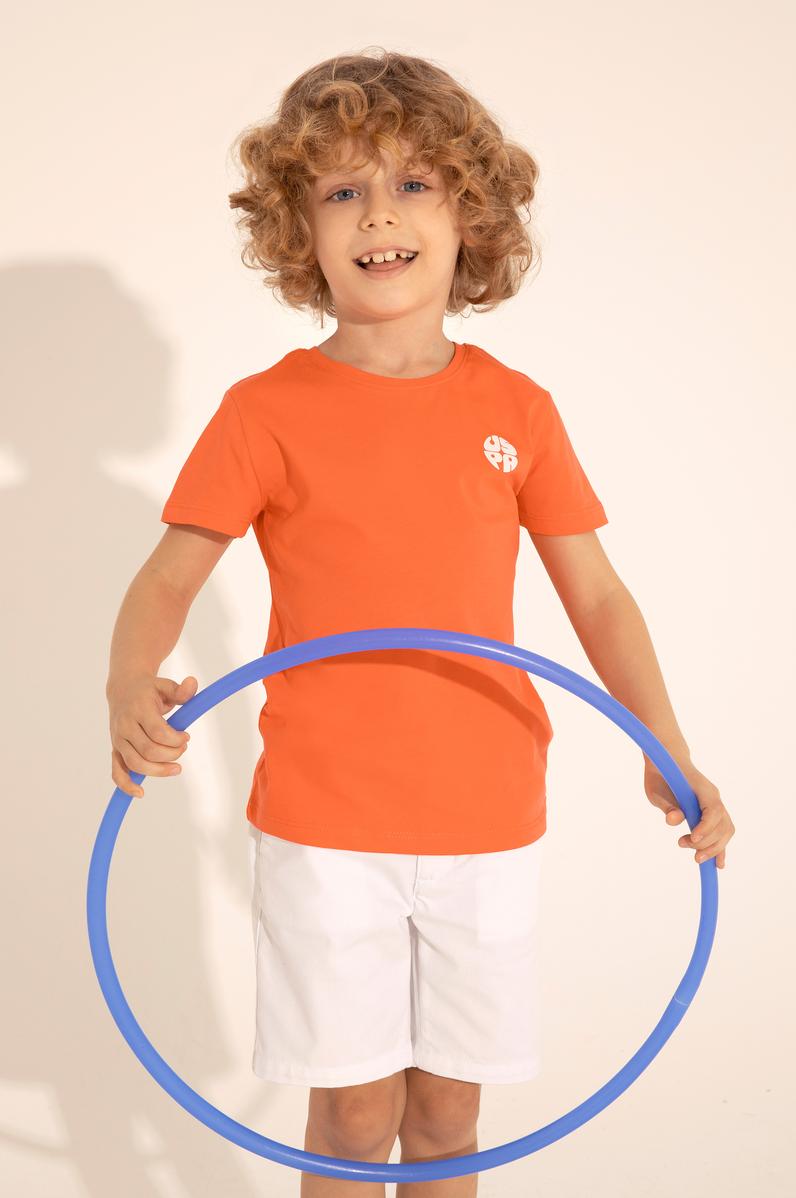 Erkek Çocuk Nar Çiçeği Bisiklet Yaka Tişört