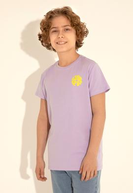Erkek Çocuk Lila Bisiklet Yaka Tişört - 50288062013