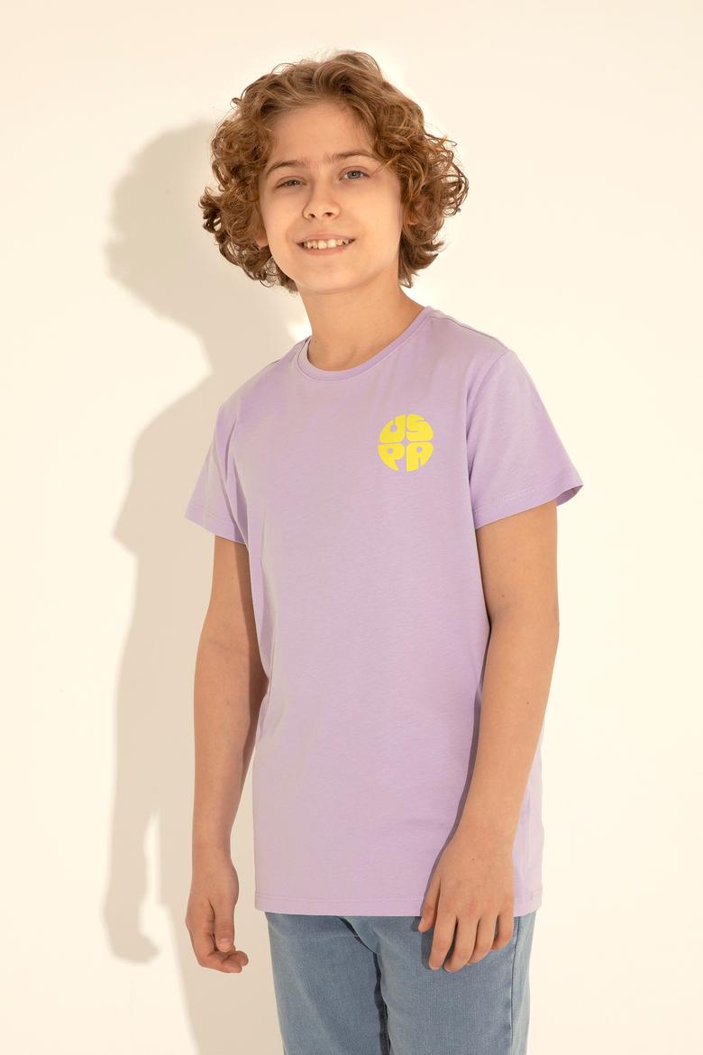 Erkek Çocuk Lila Bisiklet Yaka Tişört - 50288062013