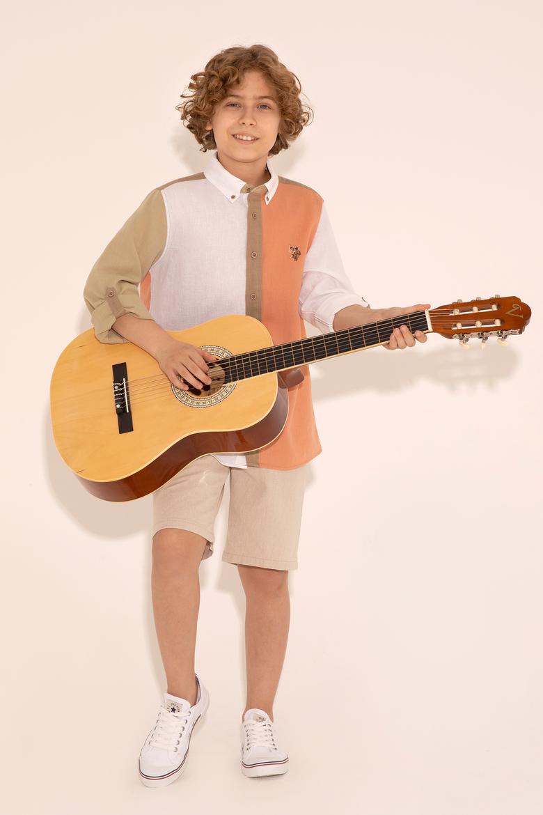 Erkek Çocuk Somon Uzun Kollu Gömlek - 50283887019