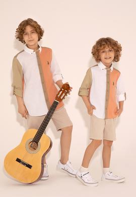 Erkek Çocuk Somon Uzun Kollu Gömlek - 50283887019