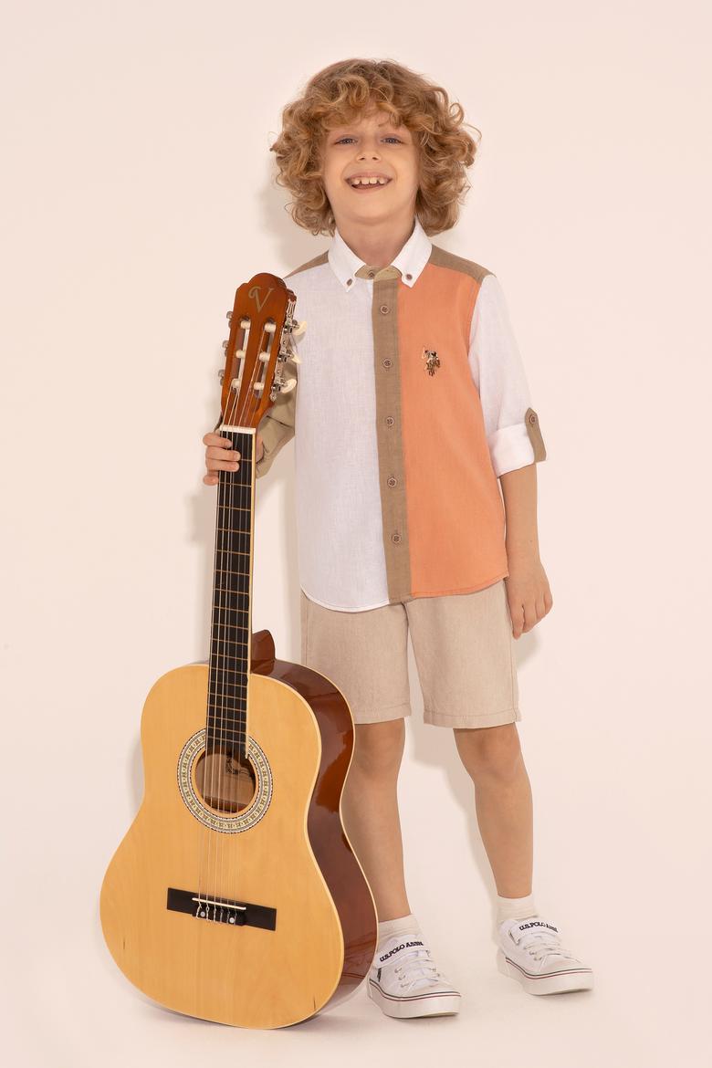 Erkek Çocuk Somon Uzun Kollu Gömlek - 50283887019