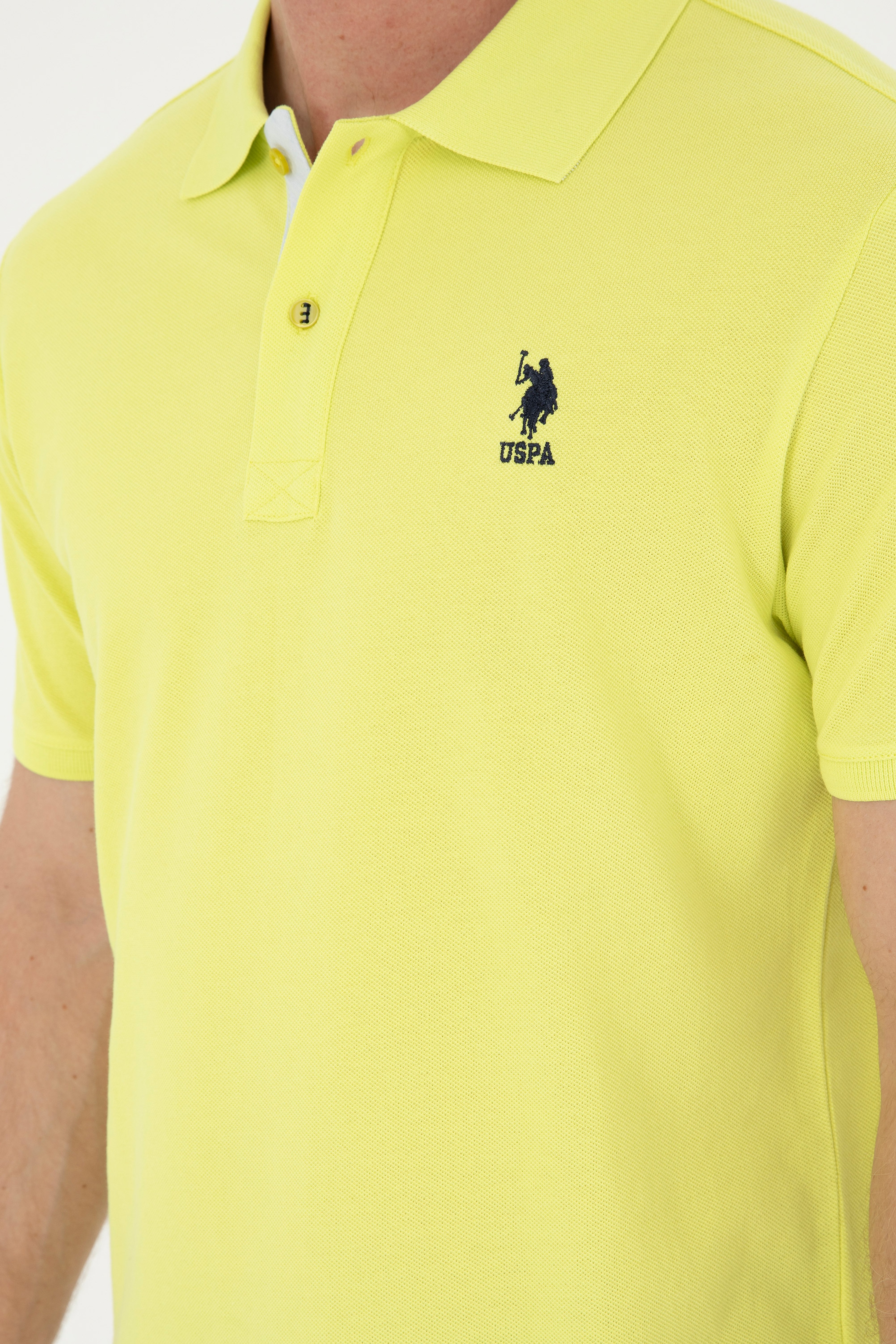 Erkek Regular Fit Polo Yaka Fıstık Yeşili Basic Tişört - Image 7