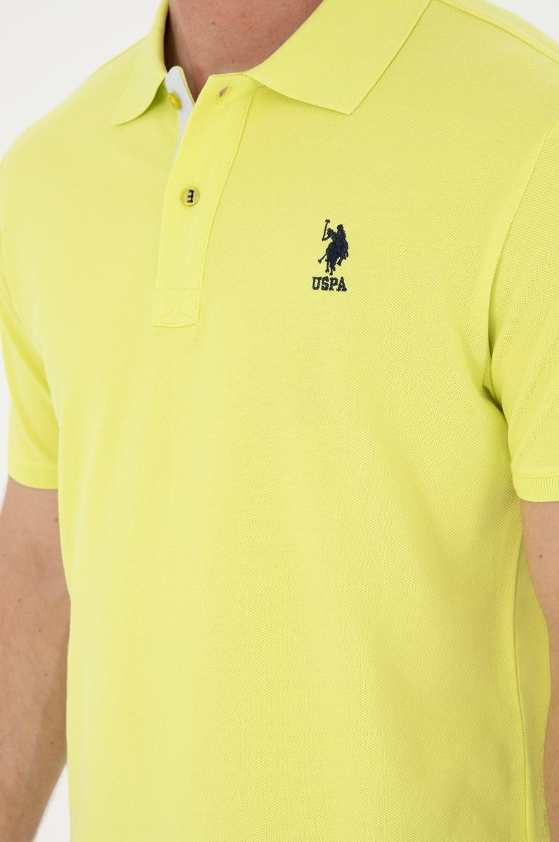 Erkek Regular Fit Polo Yaka Fıstık Yeşili Basic Tişört