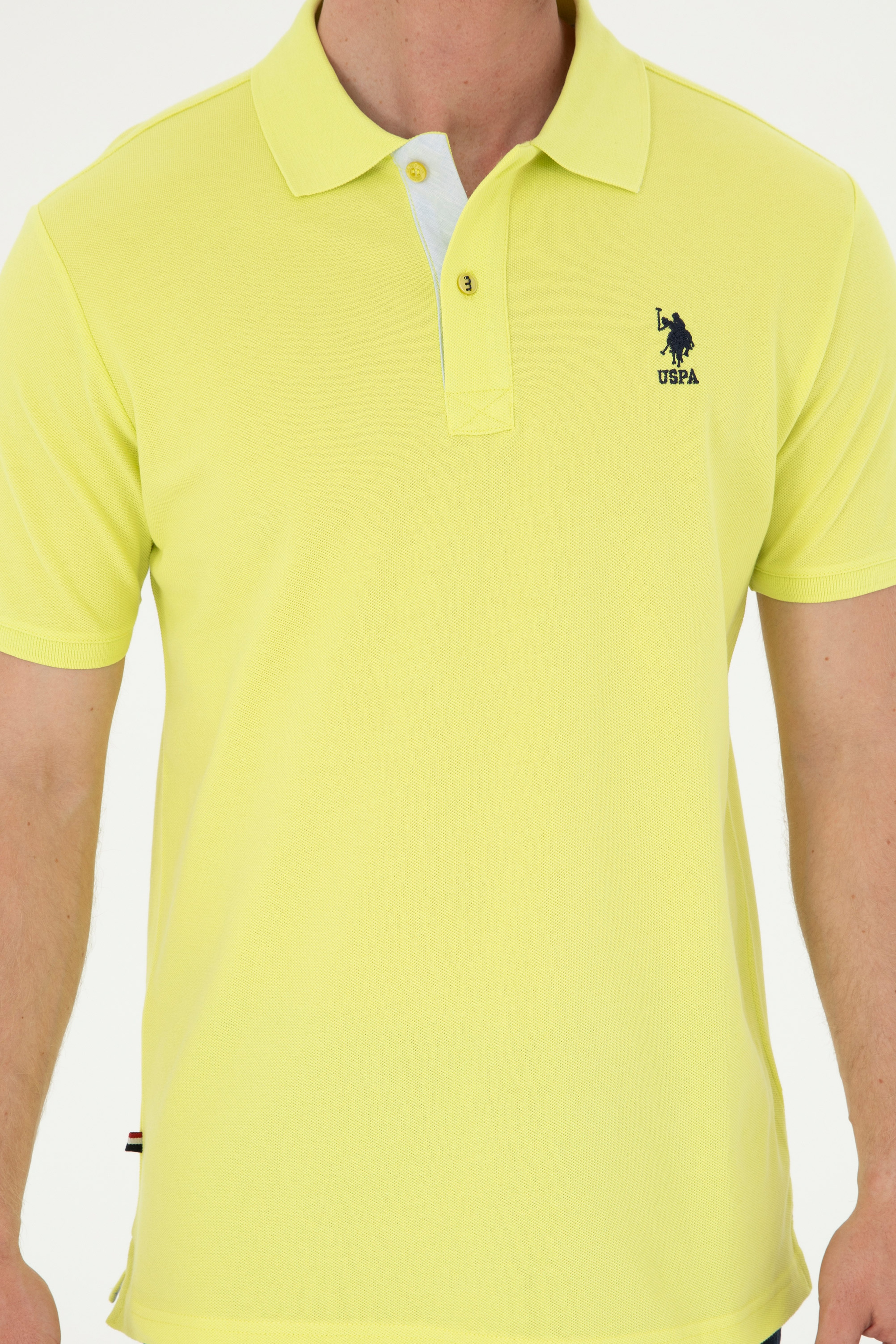 Erkek Regular Fit Polo Yaka Fıstık Yeşili Basic Tişört