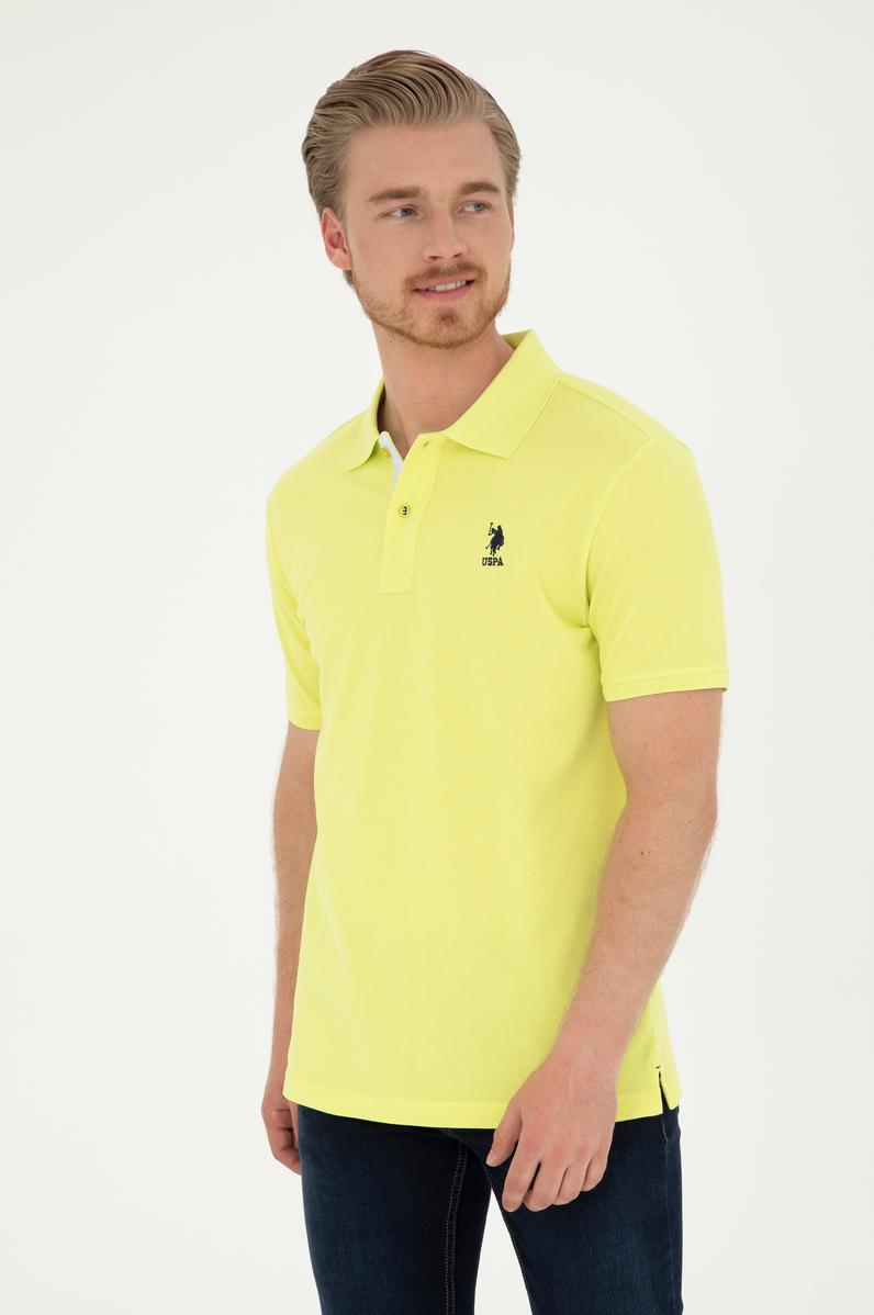 Erkek Regular Fit Polo Yaka Fıstık Yeşili Basic Tişört