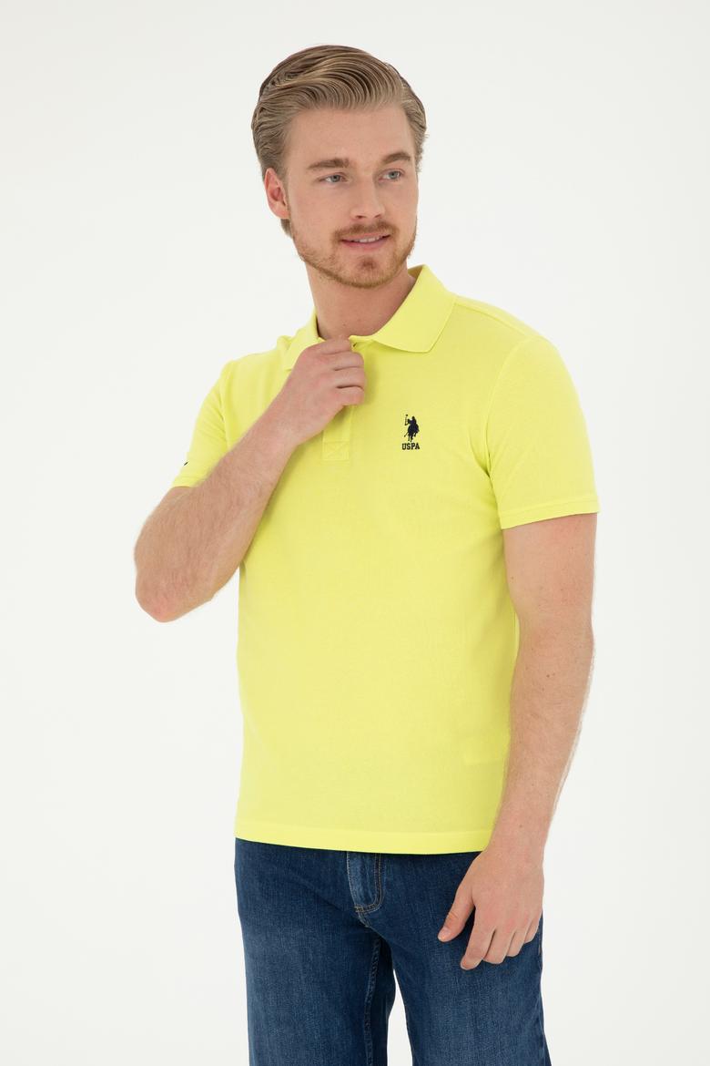 Erkek Slim Fit Polo Yaka Fıstık Yeşili Basic Tişört