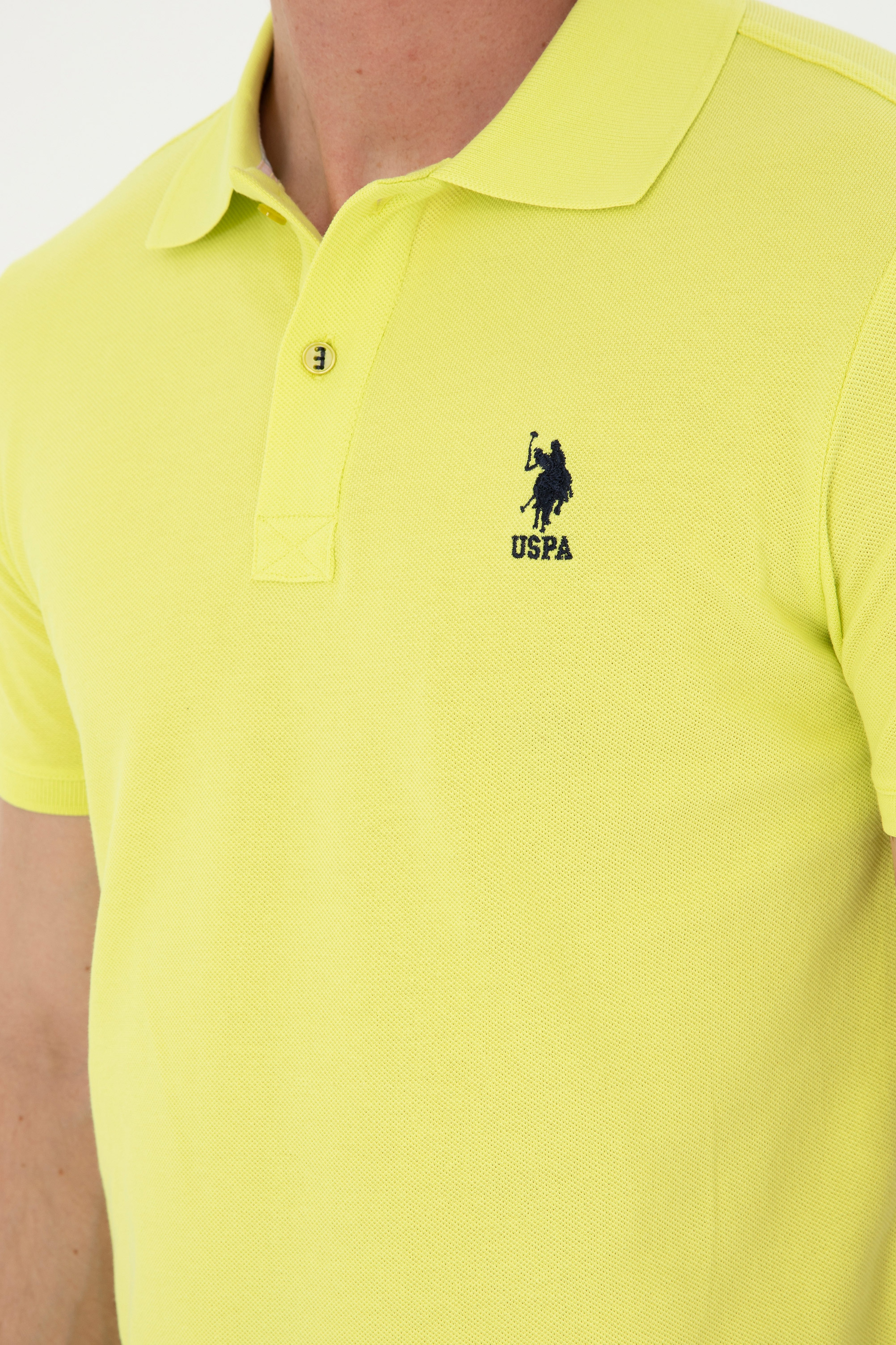 Erkek Slim Fit Polo Yaka Fıstık Yeşili Basic Tişört - Image 7