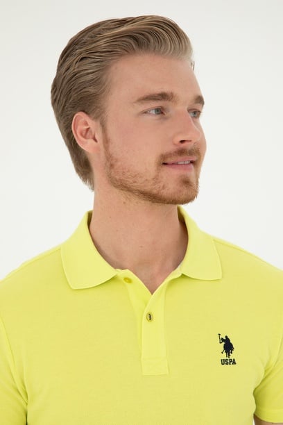 Erkek Slim Fit Polo Yaka Fıstık Yeşili Basic Tişört