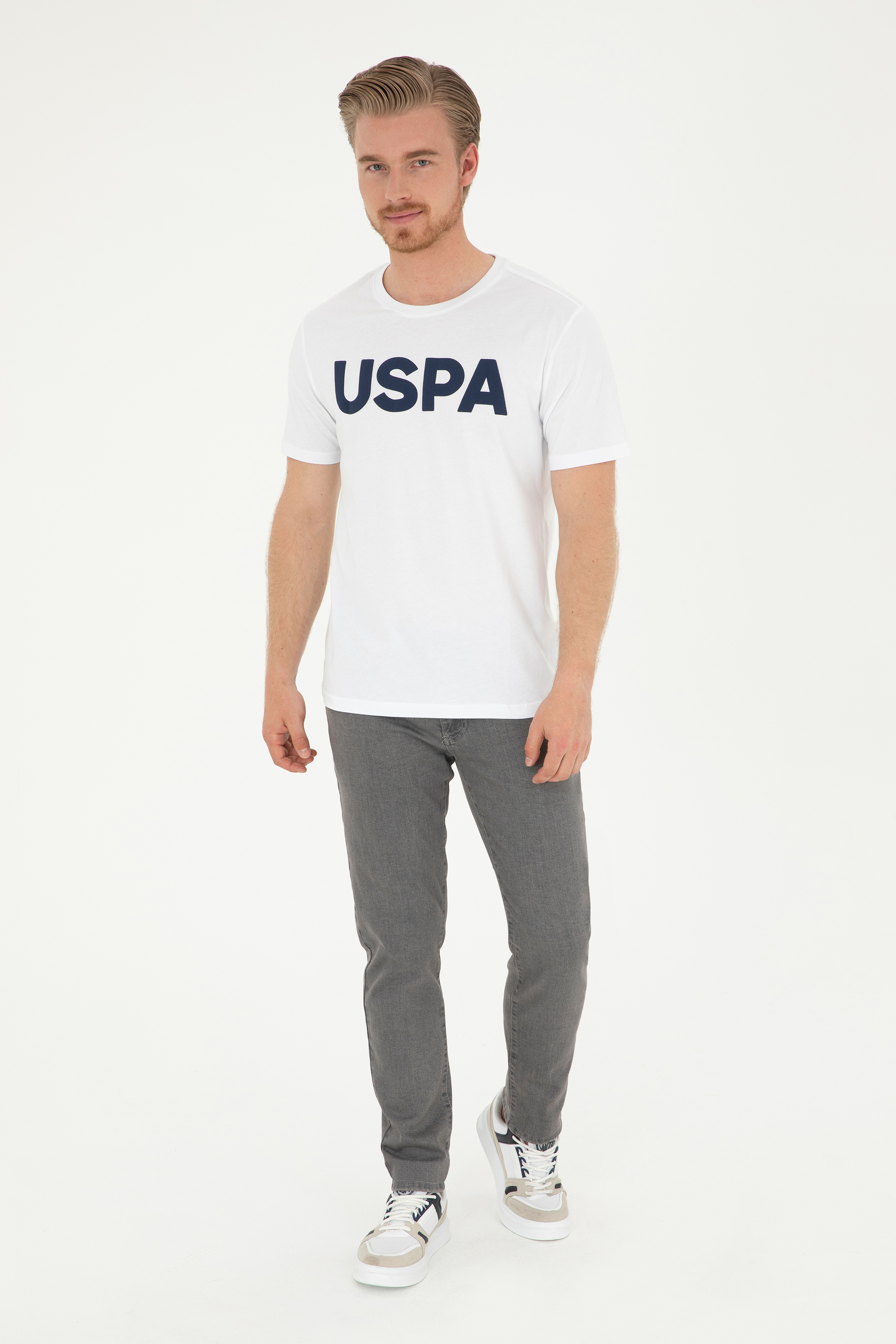 Erkek Regular Fit Bisiklet Yaka Beyaz Basic Tişört - Image 4