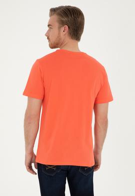 Erkek Regular Fit Bisiklet Yaka Nar Çiçeği Basic Tişört - 50279620249