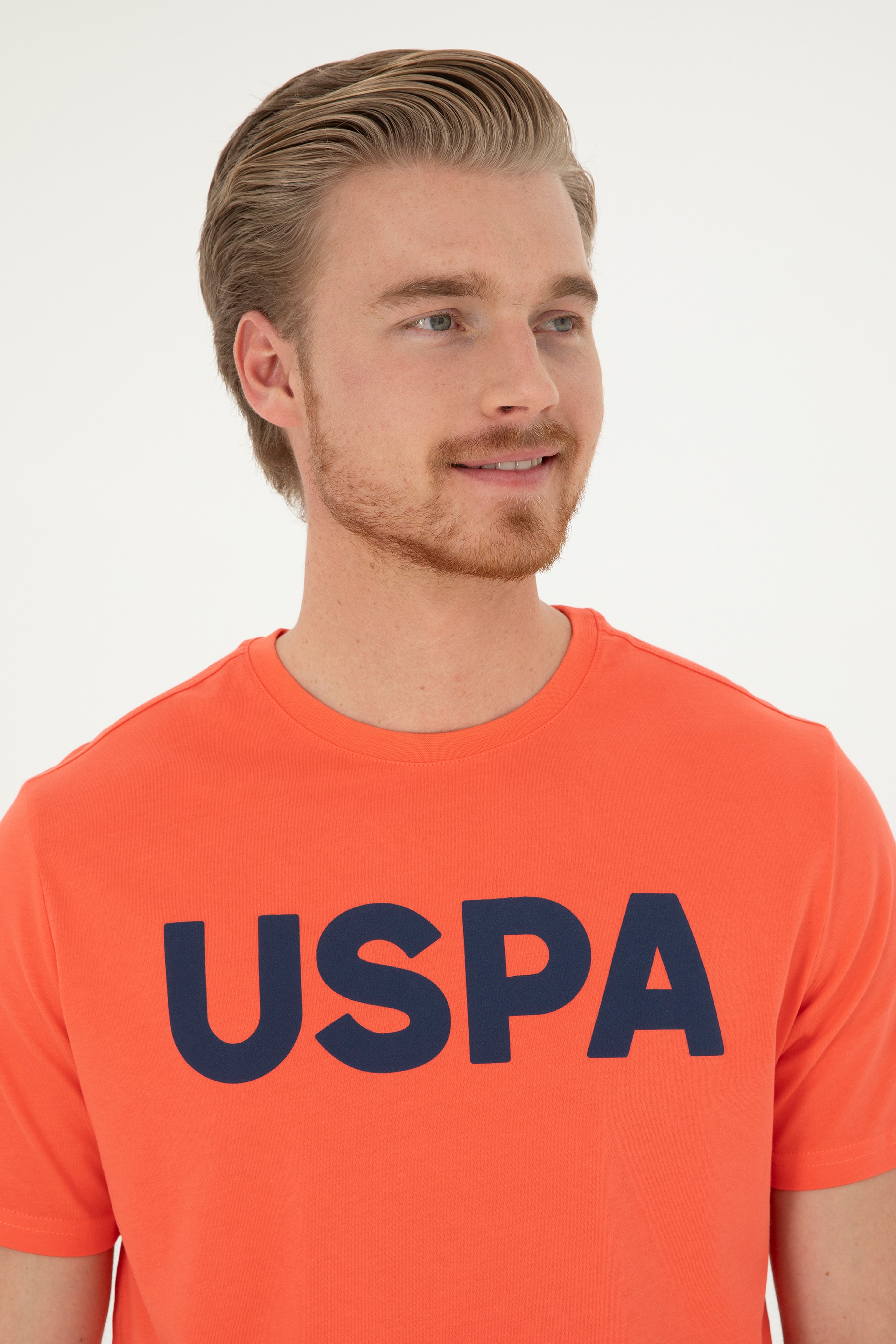 Erkek Regular Fit Bisiklet Yaka Nar Çiçeği Basic Tişört - Image 2