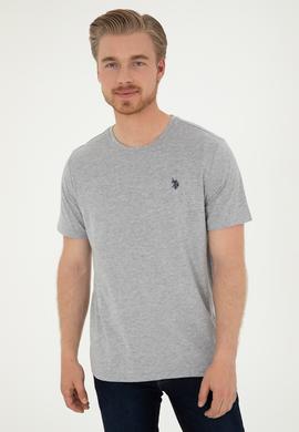 Erkek Regular Fit Bisiklet Yaka Gri Melanj Basic Tişört - 50279632014