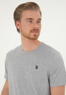 Erkek Regular Fit Bisiklet Yaka Gri Melanj Basic Tişört - 50279632014