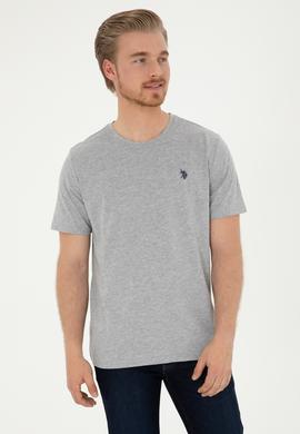 Erkek Regular Fit Bisiklet Yaka Gri Melanj Basic Tişört - 50279632014