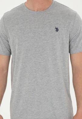 Erkek Regular Fit Bisiklet Yaka Gri Melanj Basic Tişört - 50279632014