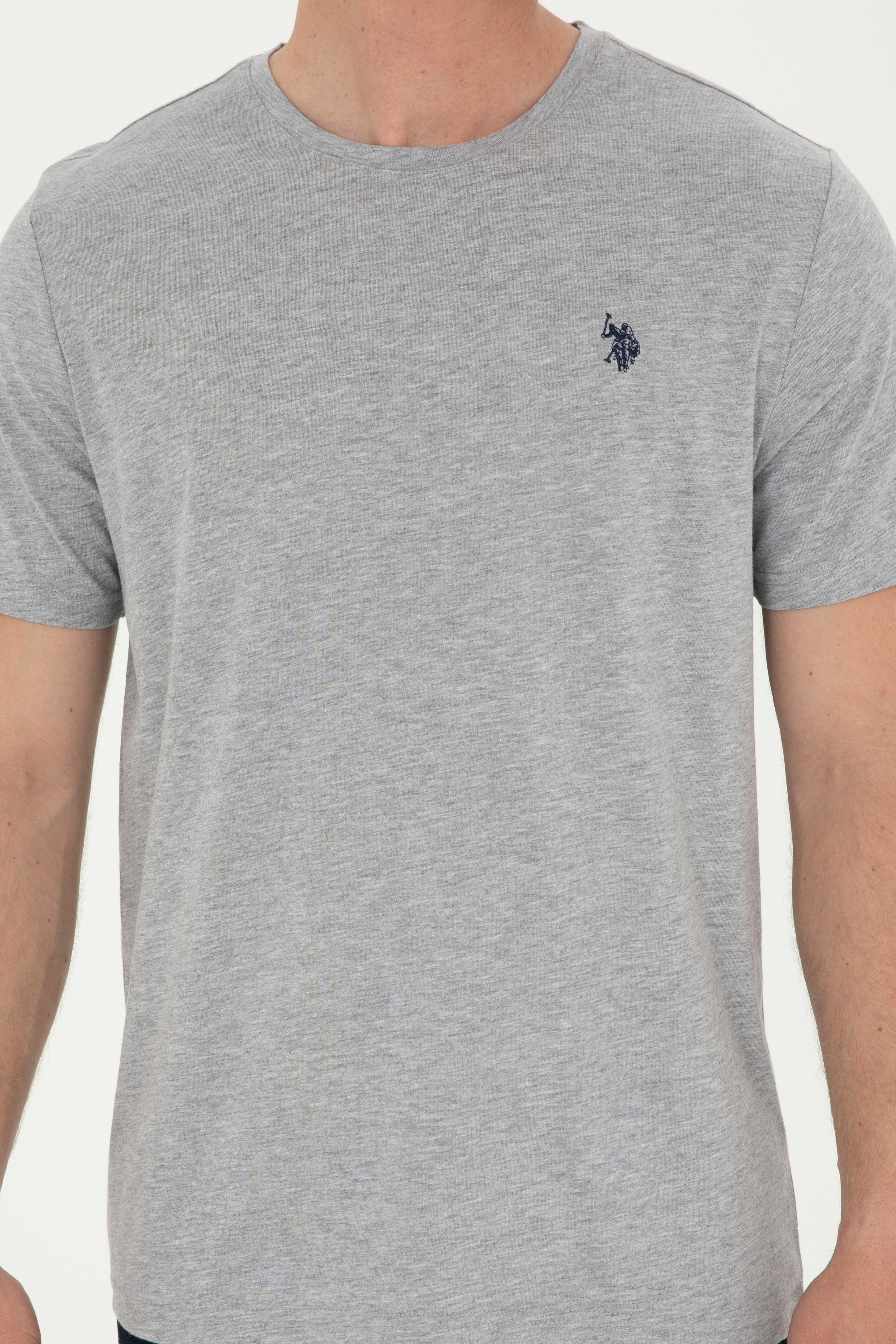 Erkek Regular Fit Bisiklet Yaka Gri Melanj Basic Tişört - Image 6