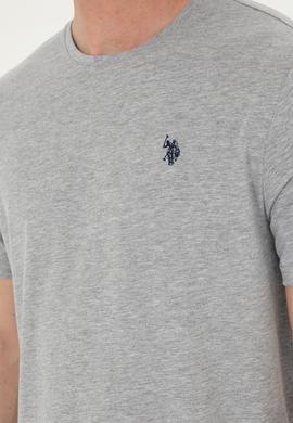 Erkek Regular Fit Bisiklet Yaka Gri Melanj Basic Tişört - 50279632014