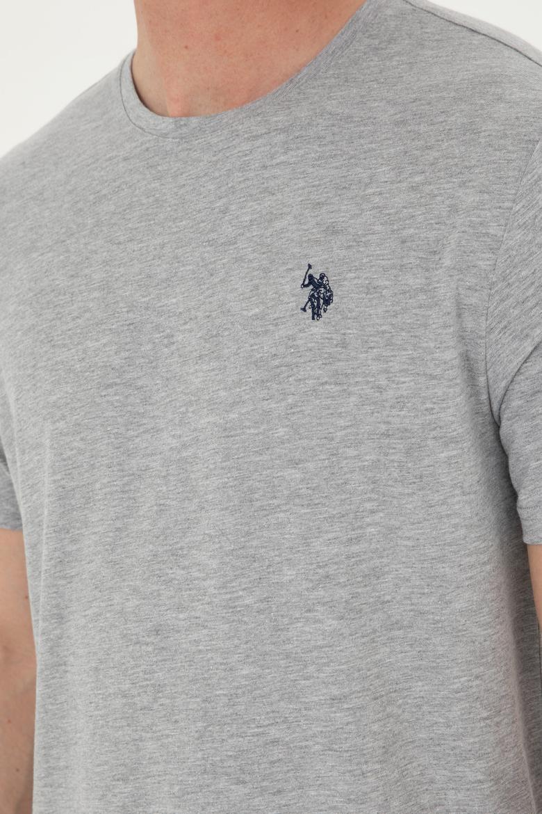 Erkek Regular Fit Bisiklet Yaka Gri Melanj Basic Tişört - 50279632014