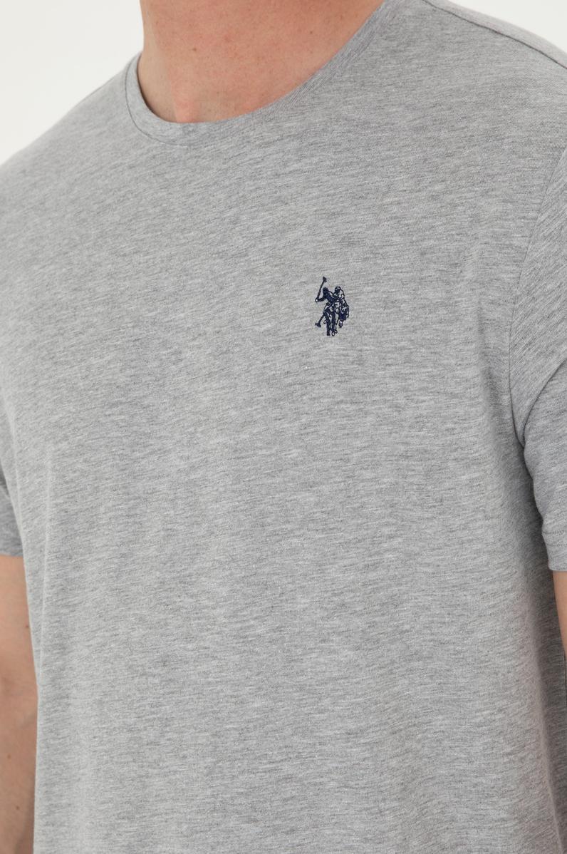 Erkek Regular Fit Bisiklet Yaka Gri Melanj Basic Tişört