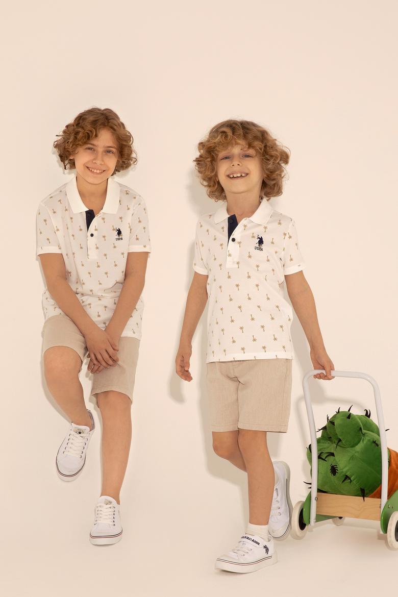 Erkek Çocuk Ekru Polo Yaka Tişört