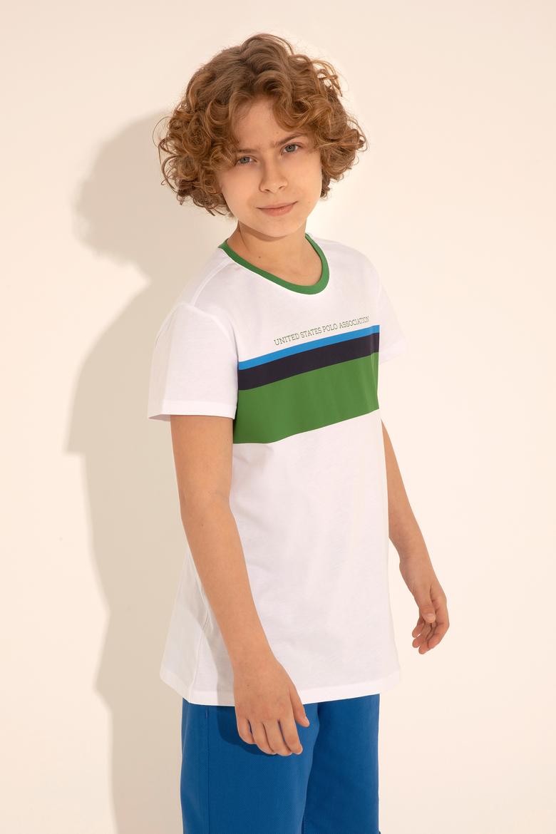 Erkek Çocuk Beyaz Bisiklet Yaka Tişört - 50284910011