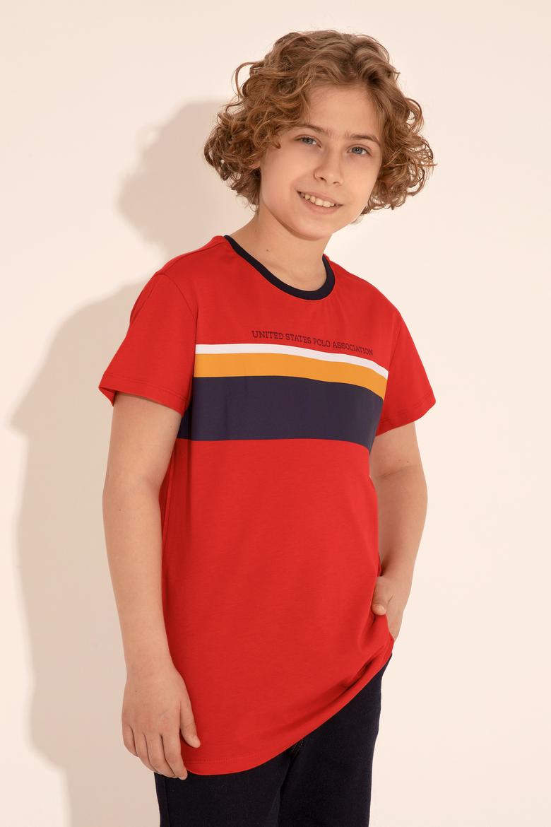 Erkek Çocuk Kırmızı Bisiklet Yaka Tişört - 50284910027