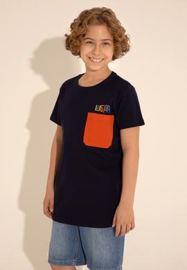 Erkek Çocuk Lacivert Bisiklet Yaka Tişört - 50288449005