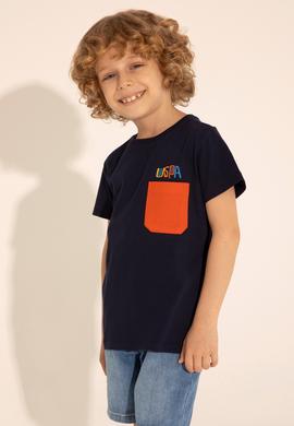 Erkek Çocuk Lacivert Bisiklet Yaka Tişört - 50288449005