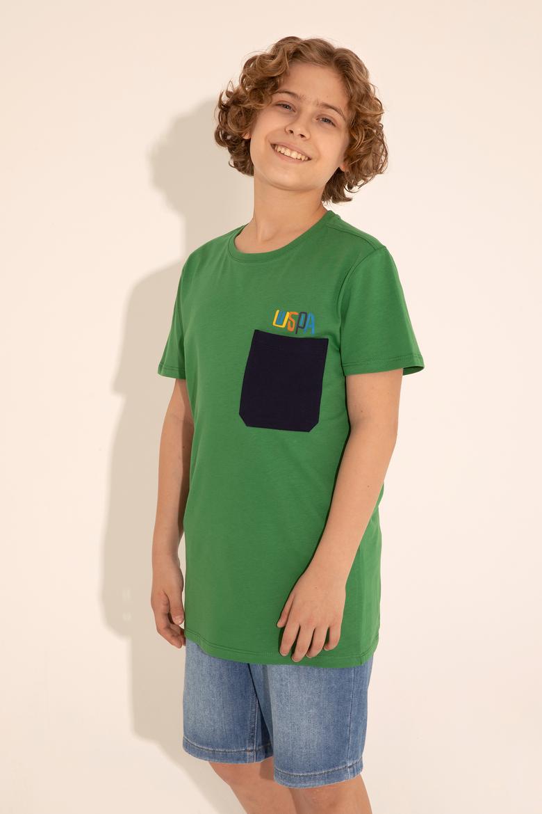 Erkek Çocuk Yeşil Bisiklet Yaka Tişört - 50288449014