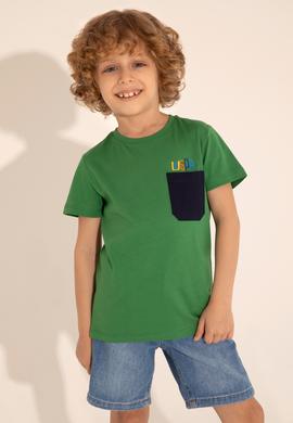Erkek Çocuk Yeşil Bisiklet Yaka Tişört - 50288449014