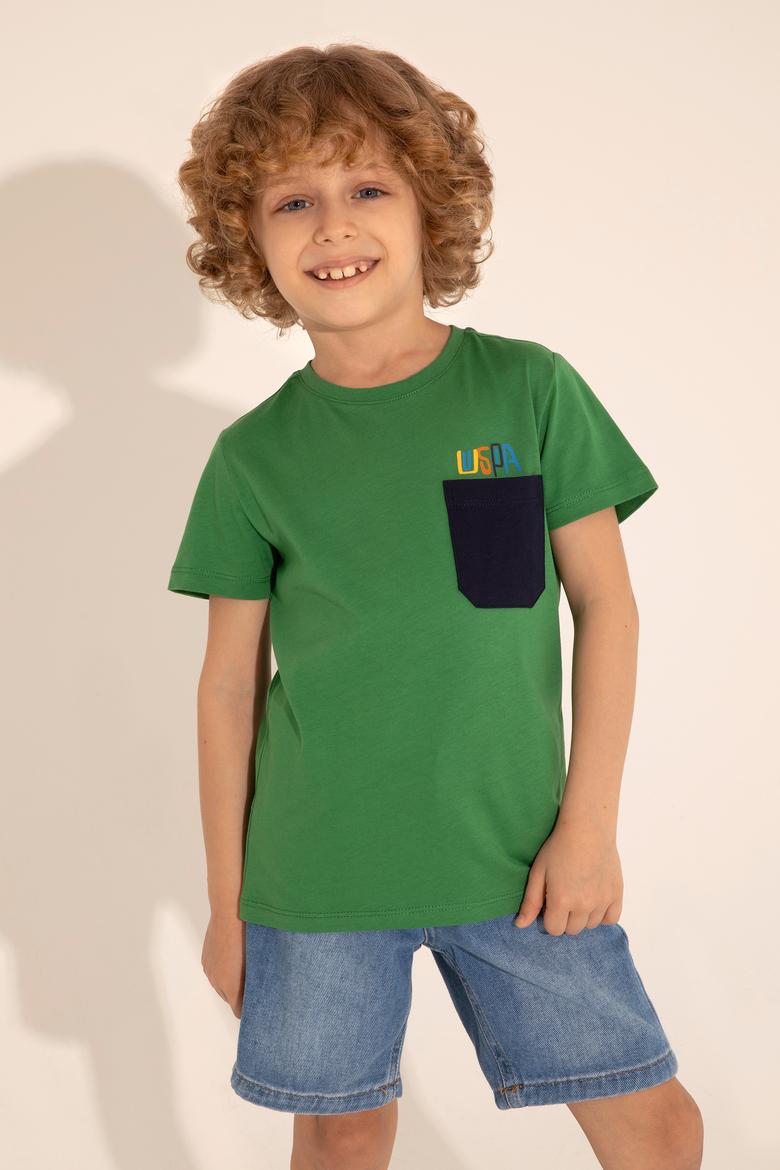 Erkek Çocuk Yeşil Bisiklet Yaka Tişört - 50288449014