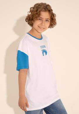 Erkek Çocuk Beyaz Bisiklet Yaka Oversize Tişört - 50284817029