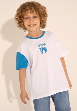 Erkek Çocuk Beyaz Bisiklet Yaka Oversize Tişört - 50284817029