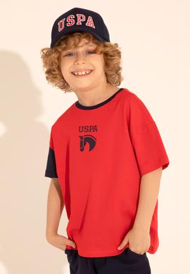 Erkek Çocuk Kırmızı Oversize Bisiklet Yaka Tişört - 50284817047