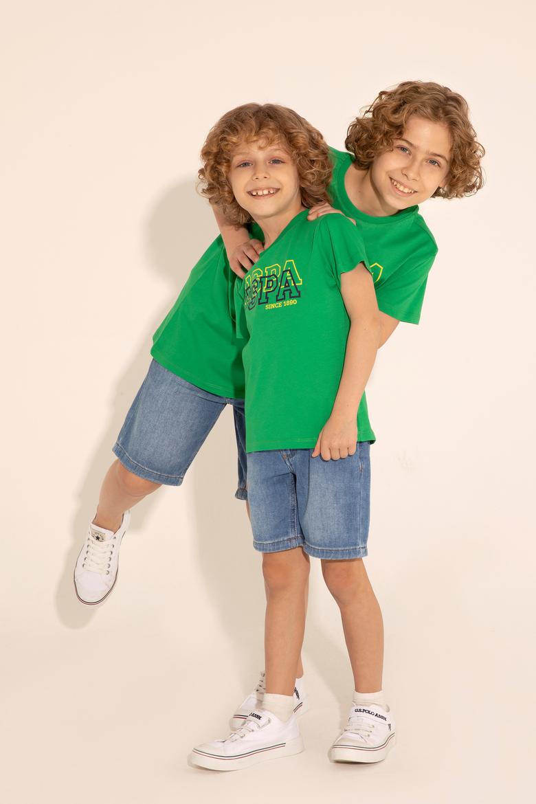 Erkek Çocuk Elma Yeşili Basic Bisiklet Yaka Tişört - 50288070090