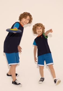 Erkek Çocuk Lacivert Bisiklet Yaka Tişört - 50284822025